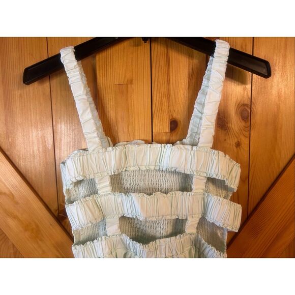 Pinch Anthropologie Smocked Back Cutouts Mint Sleeveless Short Dress Medium (577 - Picture 5 of 8